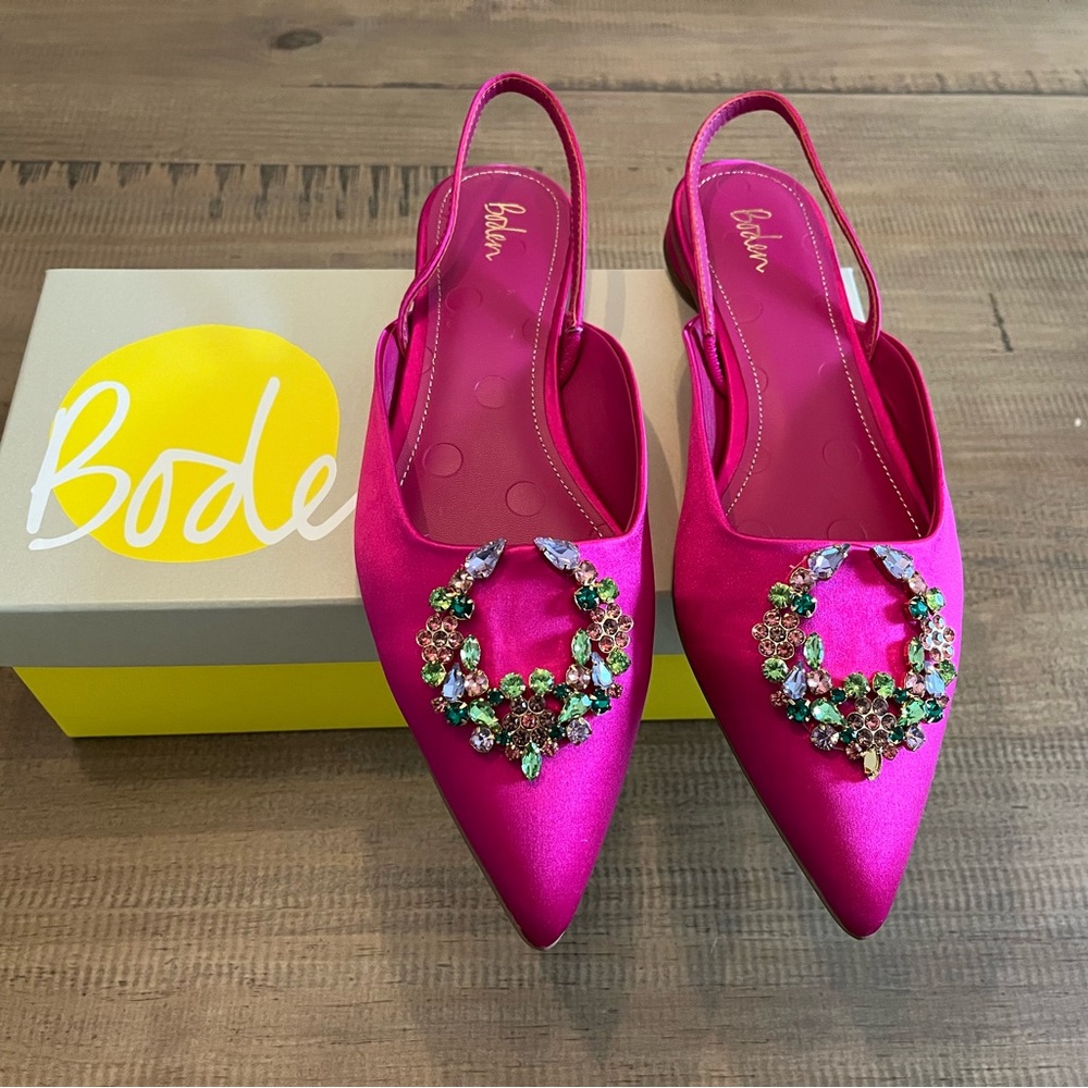 Boden Embellished Satin Slingback pumps